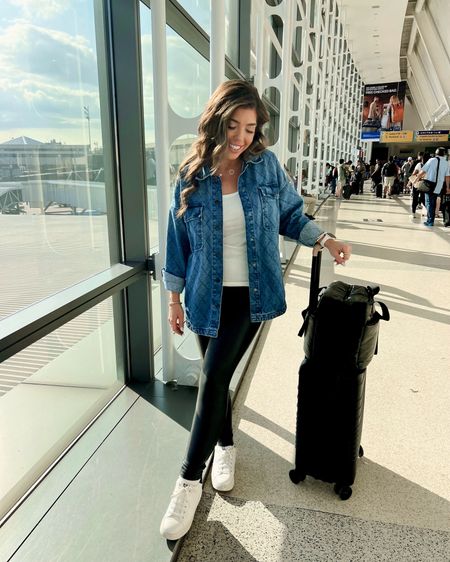 Walmart BUDGET travel outfit ✈️✨$27 shacket, size down it’s very oversized! And my $15 Walmart faux leather leggings! Finished off the look with these $30 sneakers 🖤

Walmart fashion, travel ootd, Madison Payne 


#LTKSeasonal #LTKunder100 #LTKtravel
