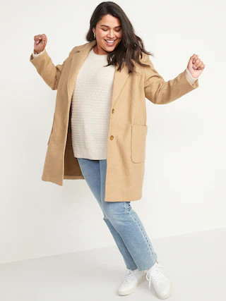 Oversized Soft-Brushed Button-Front Coat for Women | Old Navy (US)