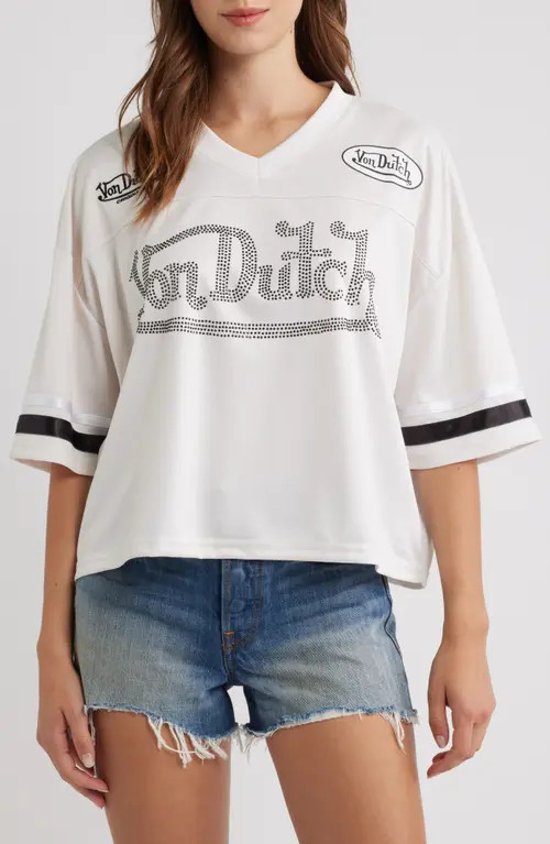 Von Dutch Cropped Mesh Football Jersey in Gardenia at Nordstrom, Size Large | Nordstrom