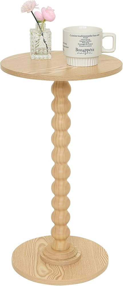 Round Side Table, Small Drink Table for Small Spaces, Modern Accent End Table with Solid Wood Leg... | Amazon (US)