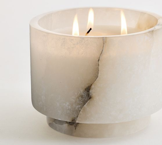 Alabaster Candle - White Floral | Pottery Barn (US)