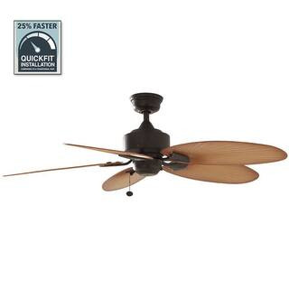 Hampton Bay Lillycrest 52 in. Indoor/Outdoor Aged Bronze Ceiling Fan with Downrod and Reversible ... | The Home Depot