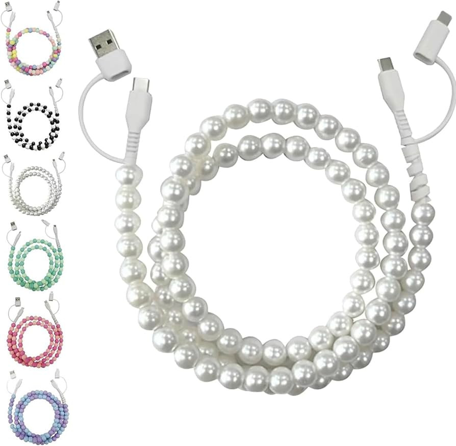 Beaded Charging Cord 4 in 1,USB Cable, Multi Beaded for iPhone Charger, Girls Women Fast Charging... | Amazon (US)