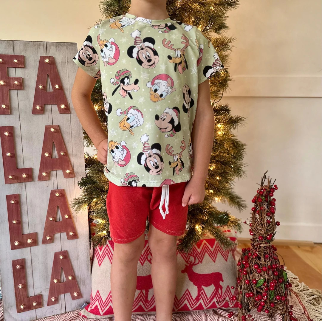 Kids Christmas Disney T-shirt Shorts Set, Christmas Fab Five T-shirt, Kids Disney Christmas Outfi... | Etsy (US)