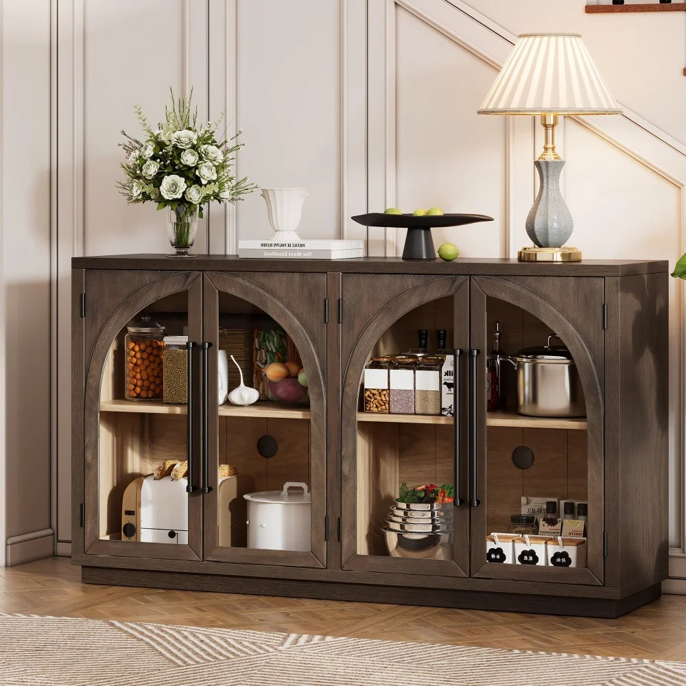 Sideboard Buffet Cabinet, Elegant Arched Design, Buffet Storage Cabinet, Kitchen Buffet Cabinet, ... | Walmart (US)