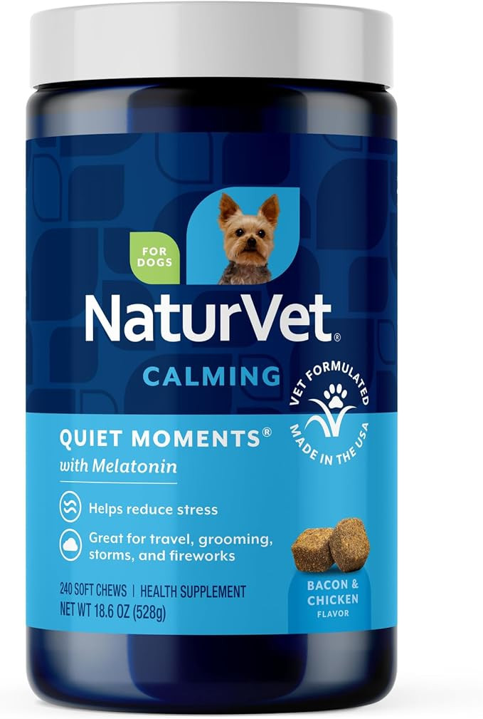NaturVet Quiet Moments Calming Dog Supplement, Dog Soft Chews with Melatonin to Help Reduce Stres... | Amazon (US)
