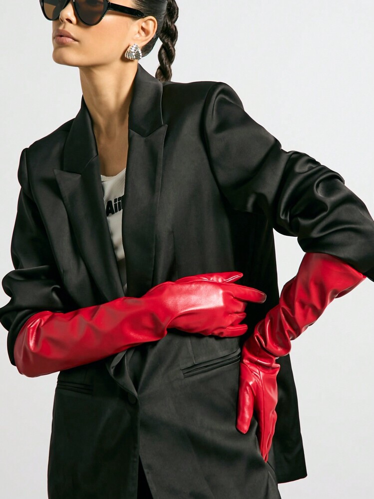 AiiRZ Luxury Long Opera Length Faux Leather Gloves Evening Formal Wear Winter Accessory Wedding P... | SHEIN