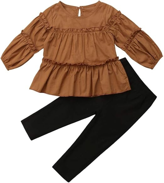 Toddler Kids Girl Thanksgiving Outfit Long Sleeve Top Blouse Tutu + Leggings Pants Autumn Winter ... | Amazon (US)