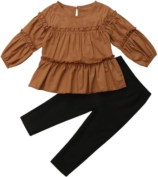 Toddler Kids Girl Thanksgiving Outfit Long Sleeve Top Blouse Tutu + Leggings Pants Autumn Winter ... | Amazon (US)