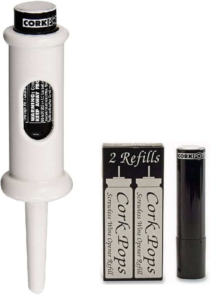 Cork Pops Original Wine Bottle Opener, With 3 13238 Refill Cartridges (White) | Amazon (US)