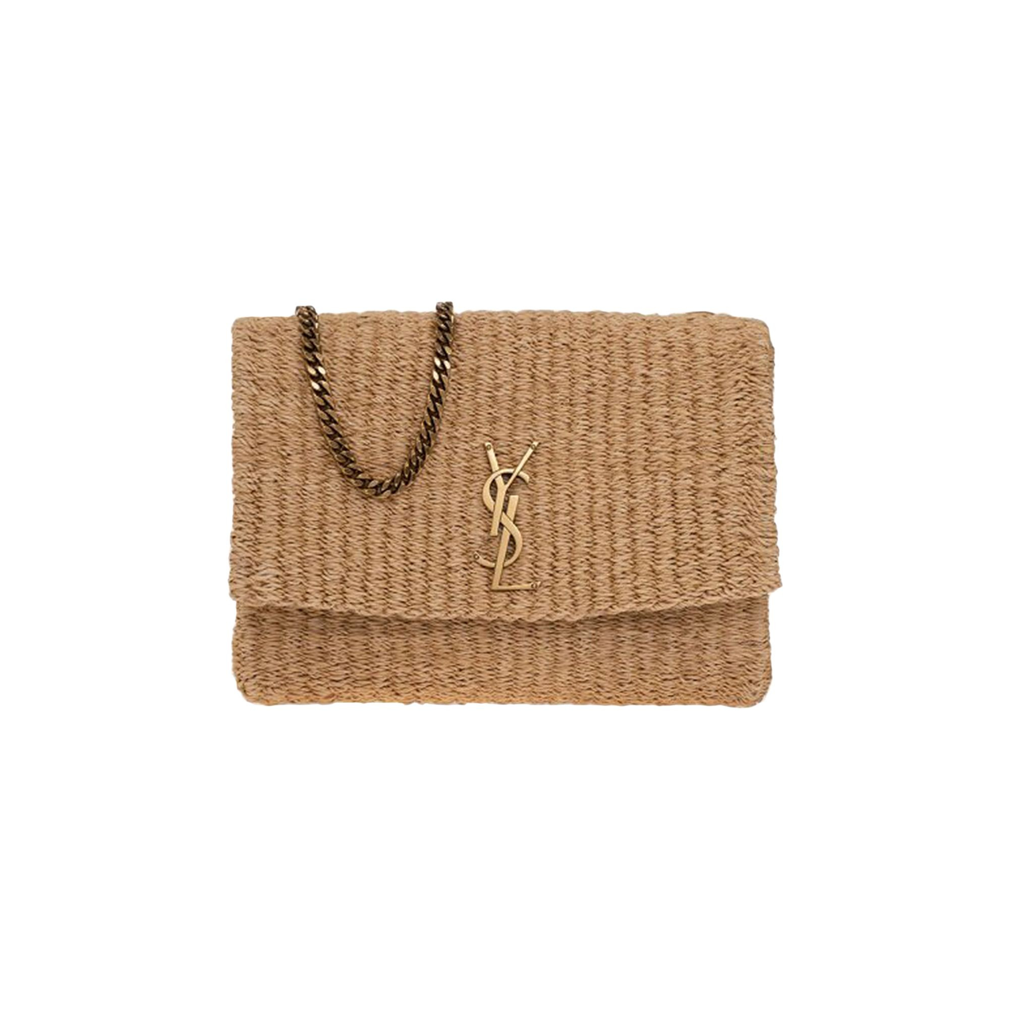 Saint Laurent Kate Raffia Shoulder Bag 'Natural Beige' | GOAT