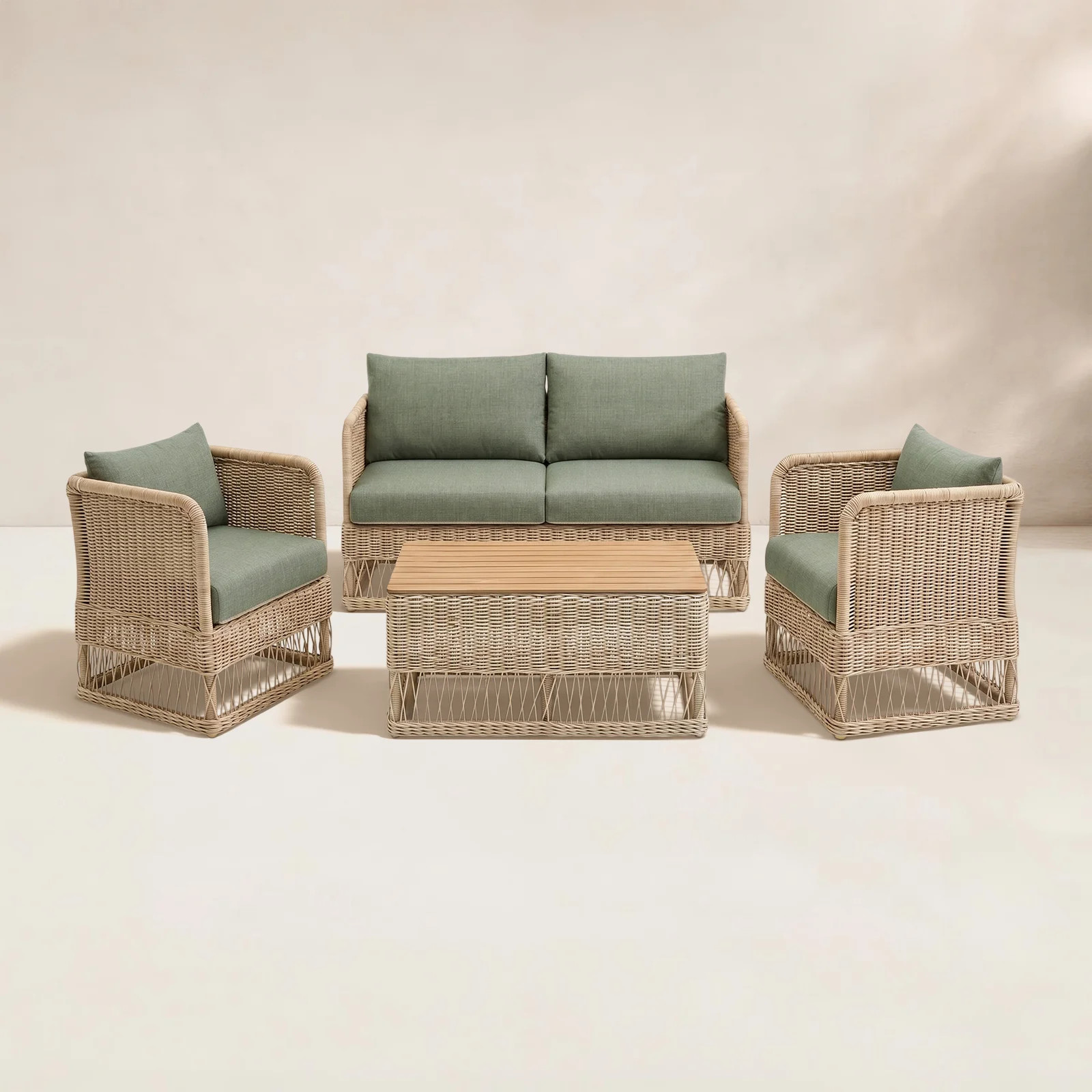 Margot Natural 4-Piece Sunbrella® Outdoor Patio Seating Set | Birch Lane
