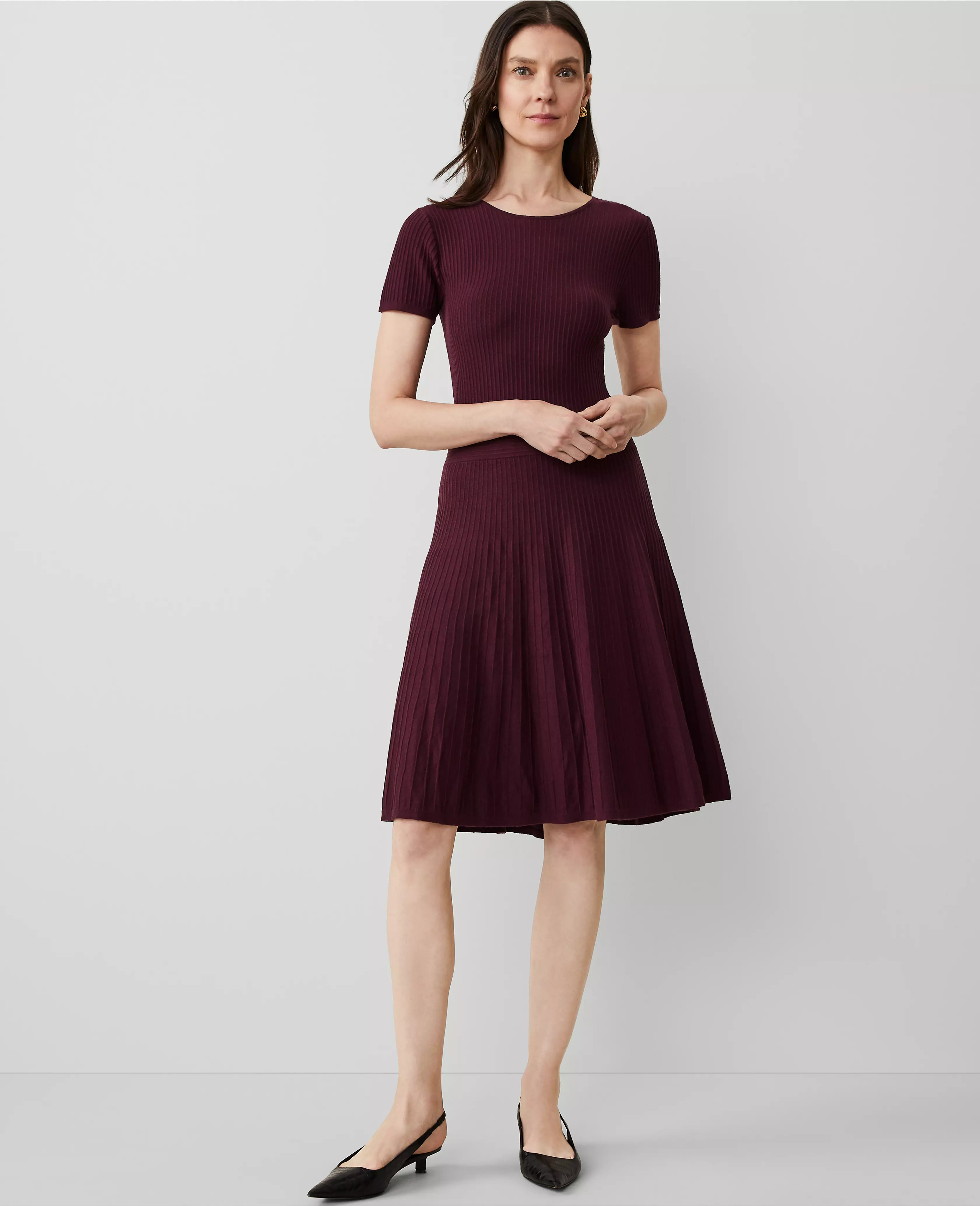 Ribbed Flare Sweater Dress | Ann Taylor (US)