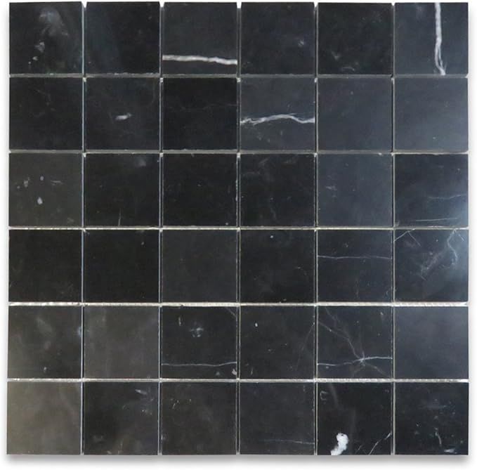 Stone Center Online Nero Marquina Black Marble 2x2 Square Mosaic Tile Polished Kitchen Bath Wall ... | Amazon (US)