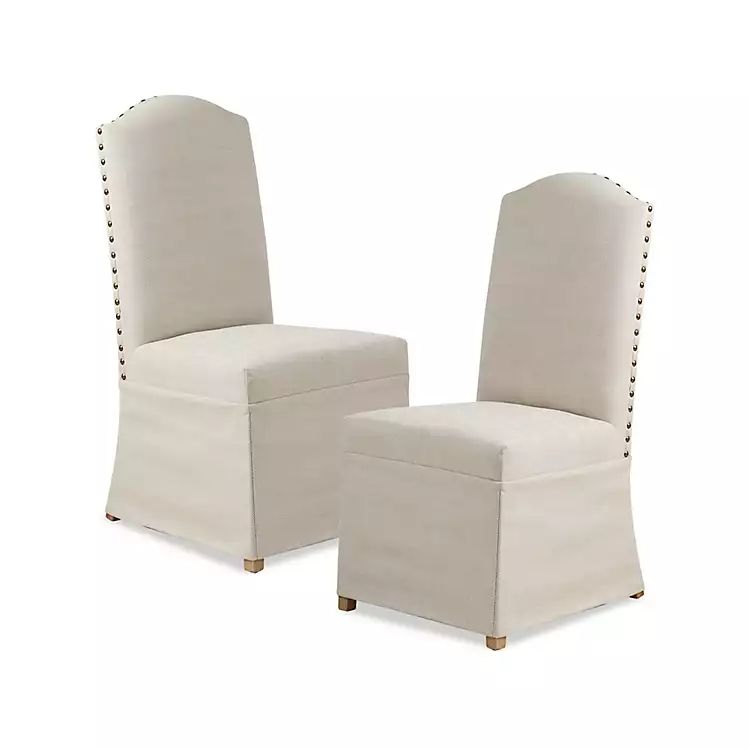 Beige High Back Skirted Dining Chairs, Set of 2 | Kirkland's Home