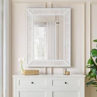 Home Decorators Collection Medium Rectangle Coastal Cottage White Wood Mirror (30 in. W x 39 in. ... | The Home Depot