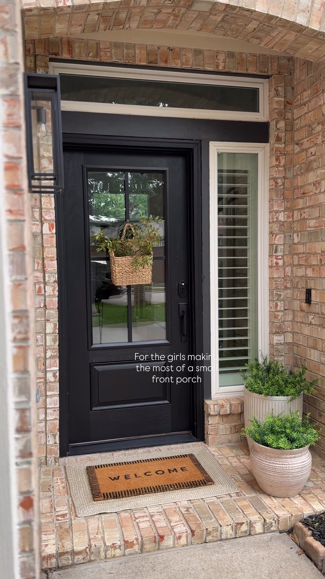 Front porch idea ft some of my favorite planters & faux plants! Also love this hanging basket as a wreath alternative 😍 

Welcome mat, no soliciting sign, door handle, porch light, outdoor 

#LTKSeasonal #LTKHome