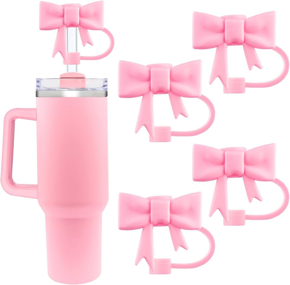 4Pcs Bow Straw Covers Cap for Stanley 20 30&40 Oz Cup, Pink Straw Toppers for Stanley 40 Oz Tumbl... | Amazon (US)