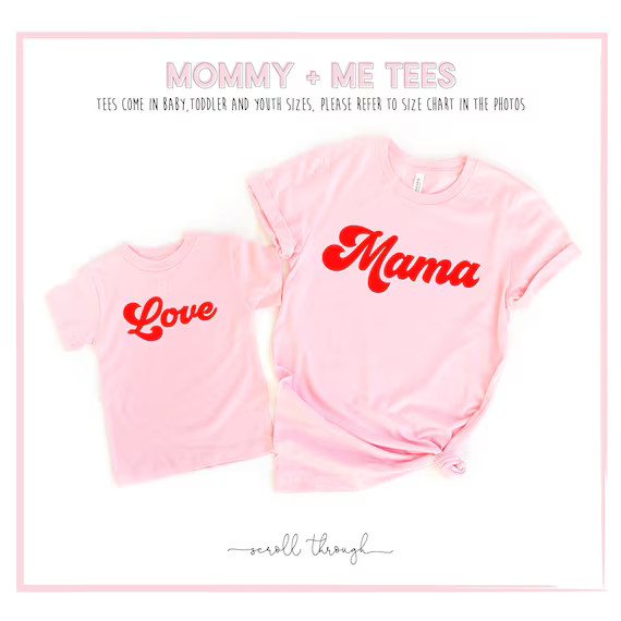 Mommy And Me Valentine's Shirts, Mother Daughter Shirts, Retro Love Matching Shirts, Mama Baby To... | Etsy (US)