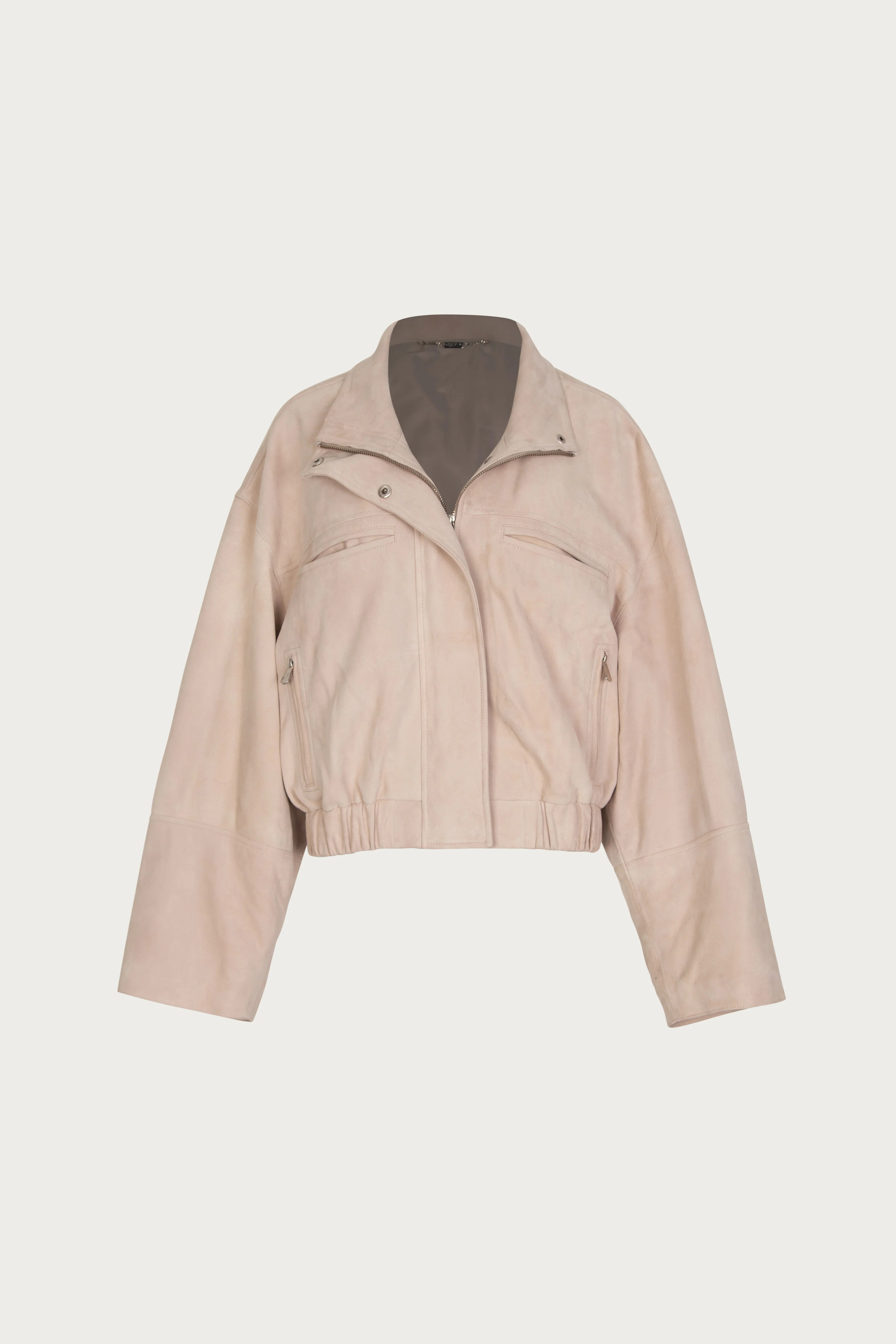 The Suede Bomber Jacket (Taupe) | SAME
