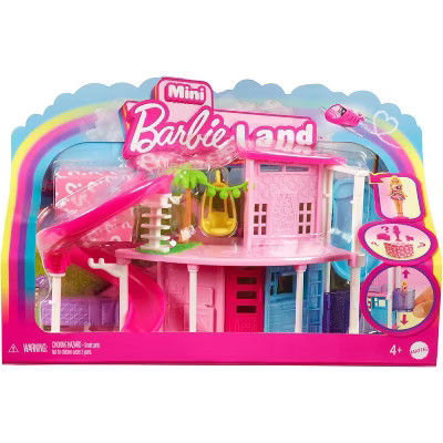 Barbie Mini BarbieLand Dollhouse Set – Mini Dreamhouse with 1.5-Inch Surprise Doll, Furniture, Accessories, Elevator & Pool – HYF45 | Target