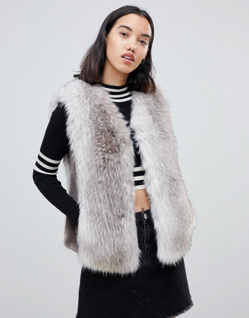 Urbancode Jaycee faux fur luxury vest - Brown | ASOS US