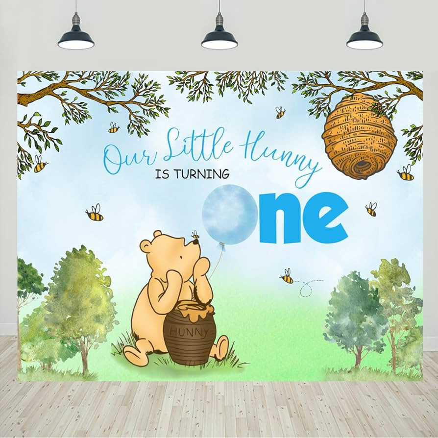 Classic Little Bear 1st Birthday Backdrop Boys Blue Cartoon Bees Bear First Birthday Party Photo ... | Amazon (US)