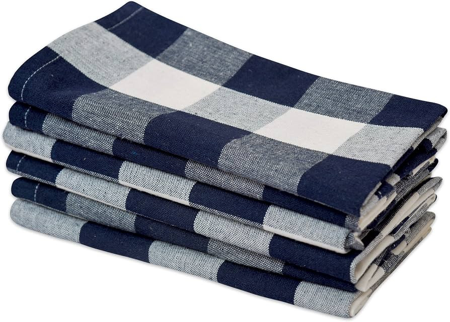 Blue Cloth Napkins, Cloth Napkins Set of 6, 100% Cotton Napkins, Farmhouse Napkins, Navy Dinner N... | Amazon (US)