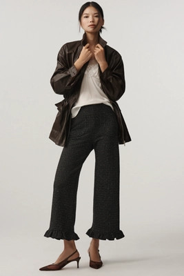 The Colette Crop Tweed Ruffle-Hem Pants by Maeve | Anthropologie (US)