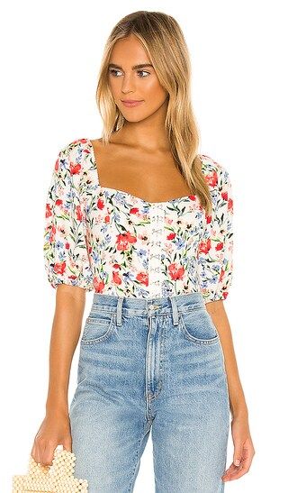 ASTR the Label Hook & Eye Square Neck Top in Red Multi Floral from Revolve.com | Revolve Clothing (Global)