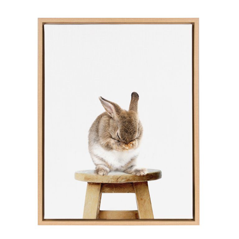 Kate and Laurel Sylvie Shy Bunny Rabbit Animal Print Portrait Framed Canvas Wall Art by Amy Peter... | Walmart (US)