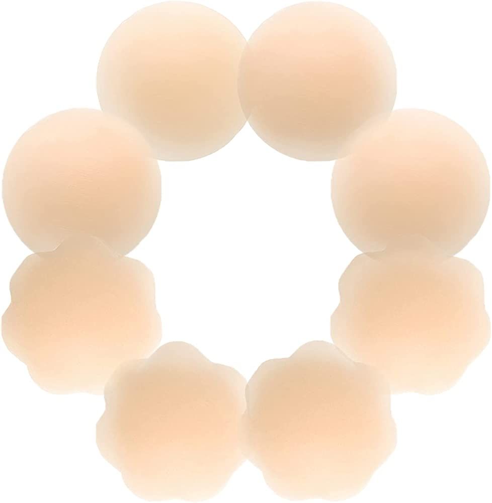 Nipple Covers 4 Pairs for Women, Reusable Adhesive Invisible Pasties Silicone Cover for Dress Pin... | Amazon (US)