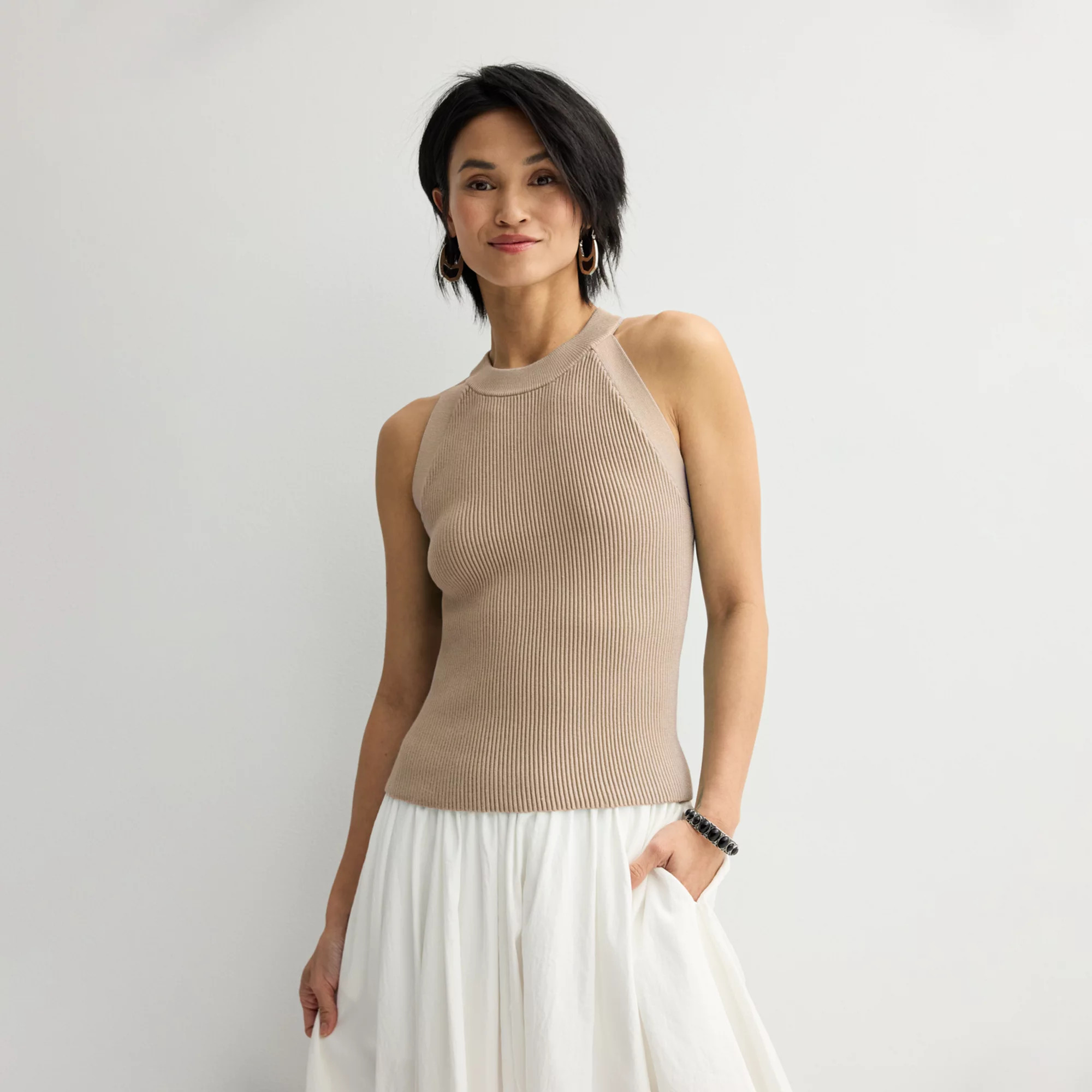 Women's Nine West Fitted Sweater Sculpt High Neck Tank Top | Kohl's