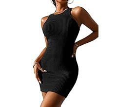 Women's Crochet Dresses Knitted Dress Y2K Bodycon Mini Waffle Knit Apparel Casual Tank Sleeveless... | Amazon (US)