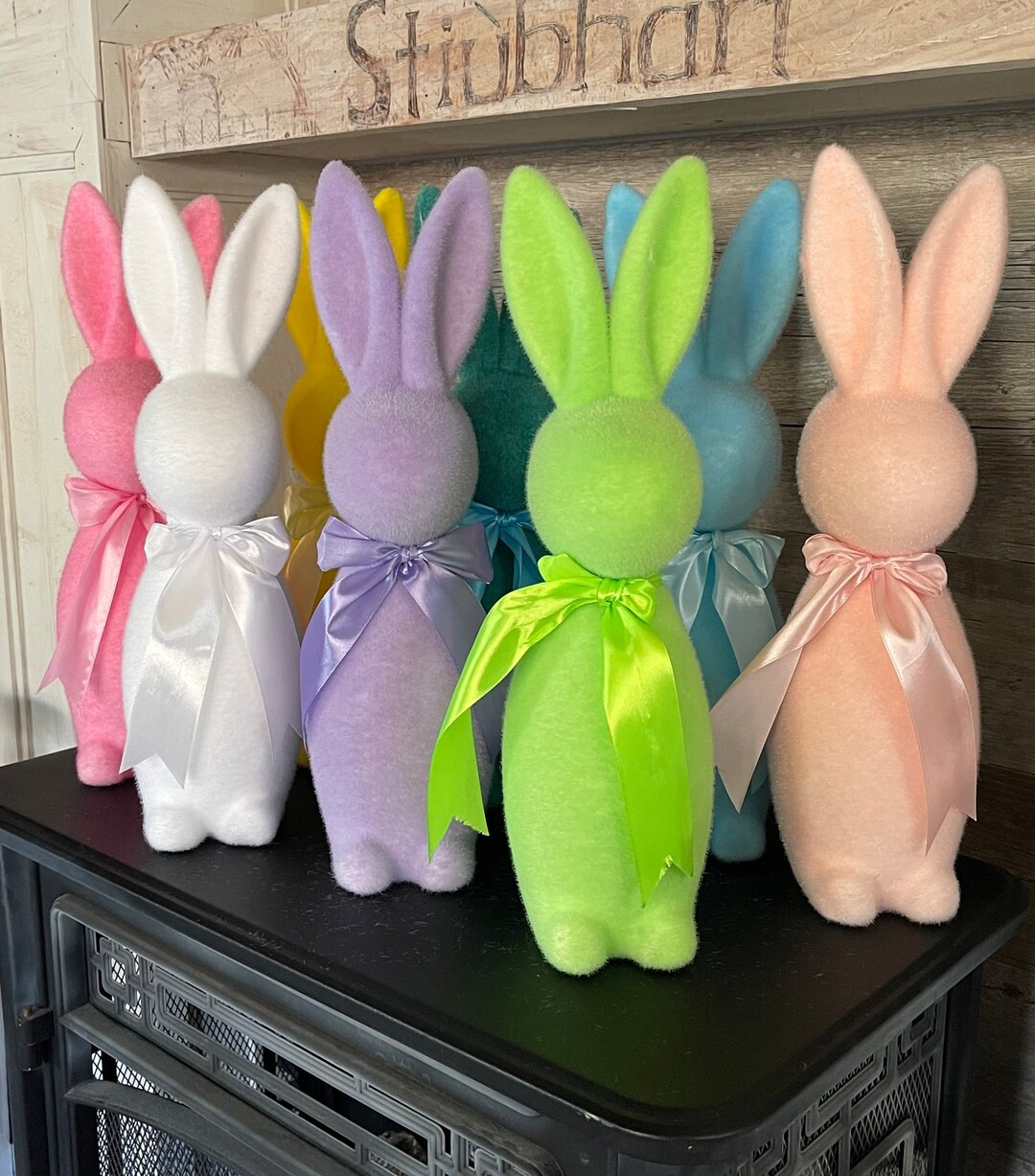 Easter Flocked Bunny Decor - Etsy | Etsy (US)