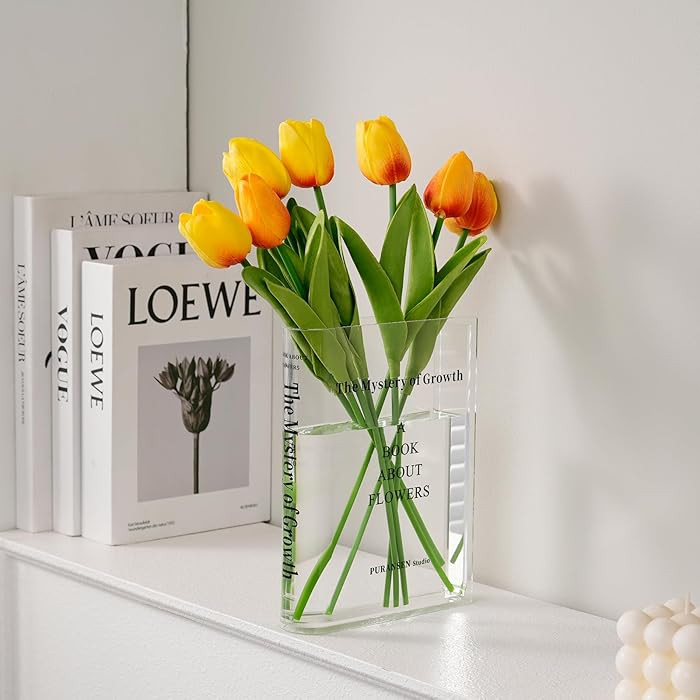 Puransen Clear Book Flower Vase - Floral Bookshelf Decor, Acrylic Flower Holder & Space-Saving Or... | Amazon (US)