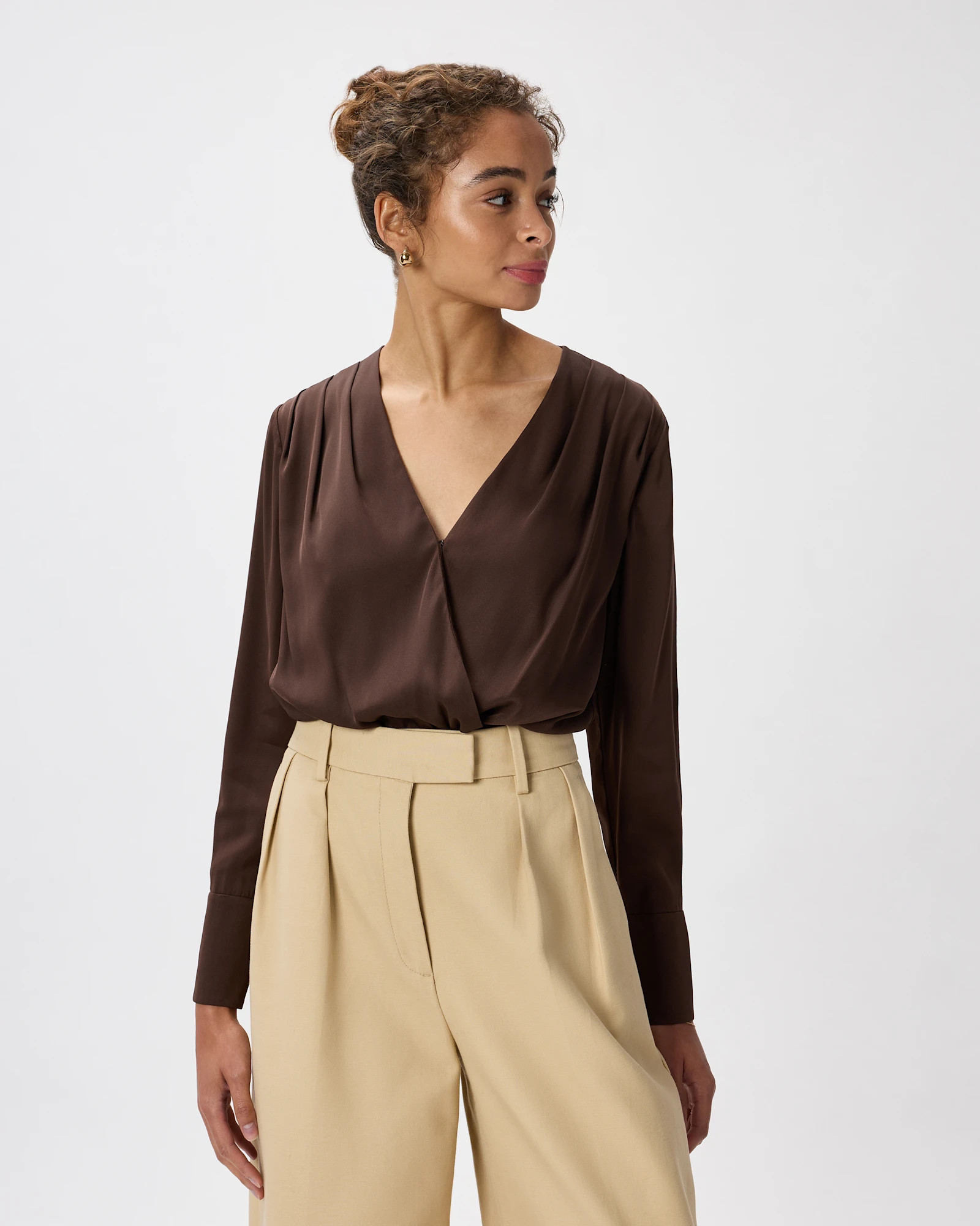 Washable Stretch Silk Surplice Bodysuit | Quince