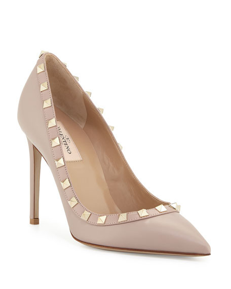 Valentino Garavani Rockstud Leather 100mm Pump | Neiman Marcus