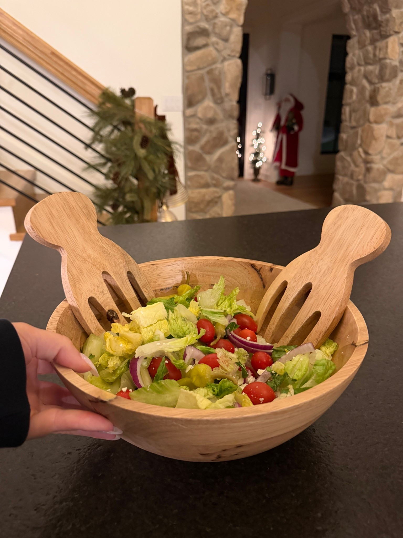 My new favorite way to serve salad! I love this bamboo bowl and the mixing forks! 

#LTKFindsUnder100 #LTKfoodie #LTKHome
