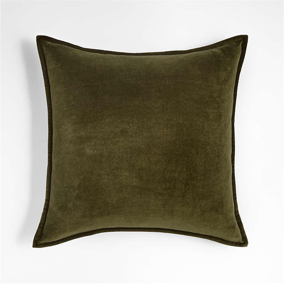 Organic Cognac 20" Washed Cotton Velvet Pillow Cover + Reviews | Crate & Barrel | Crate & Barrel