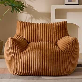 Giant Plush Bean Bag Chair for Adults with Armrests - Oversized Comfy Orange Beanbag Lounge Lazy ... | Amazon (US)