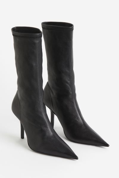 Leather Boots with Heel - Black - Ladies | H&M US | H&M (US + CA)
