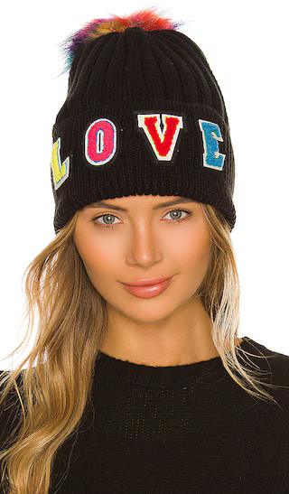 jocelyn Knitted Love Faux Fur Hat in Black. | Revolve Clothing (Global)