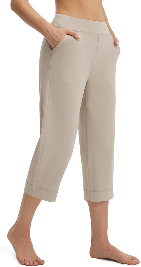 baleaf Womens Capri Pants High Waisted Straight Leg Yoga Capris Leggings with Pockets Cropped Wor... | Amazon (US)