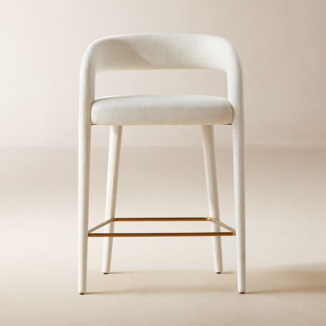 Lisette White Performance Fabric Counter Stool | CB2