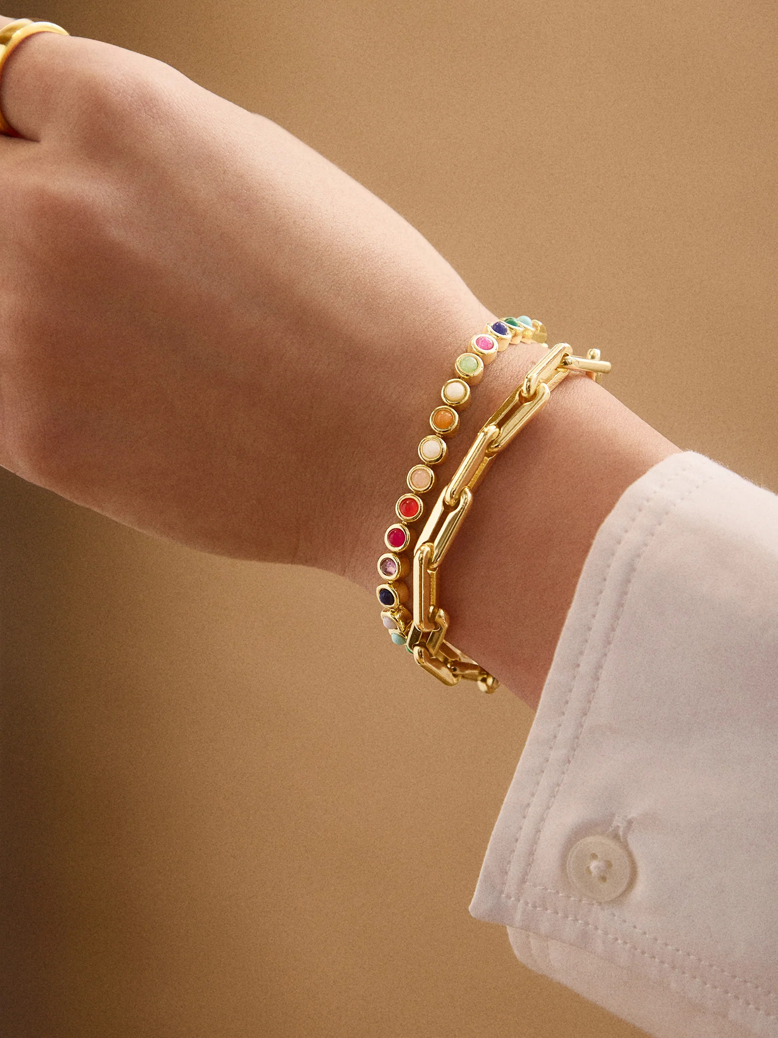 Nina Semi-Precious Bracelet - Gold/Multi | BaubleBar
