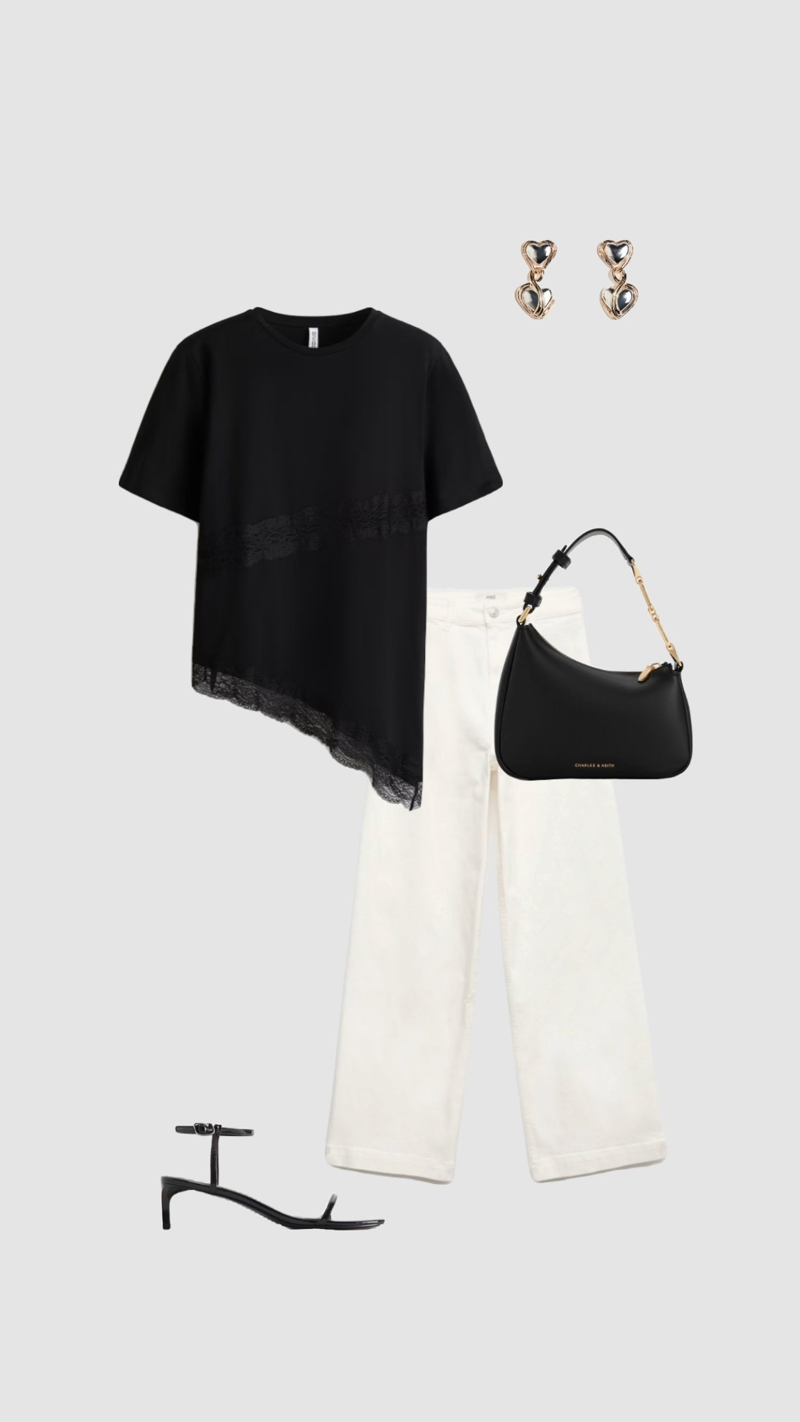 
Get 15% off Charles & Keith with code COMAMBW15JESSIE (must be logged into your account for the discount to apply)

Valentines Day Date Night Outfit ✨

• evening outfits dinner outfit black lace asymmetric t-shirt white high waisted wide leg straight jeans strappy kitten heels night out outfits going out outfit pub uk city break winter spring transitional outfit party partywear •



#LTKdatenight #LTKpartywear #LTKFashionMonth