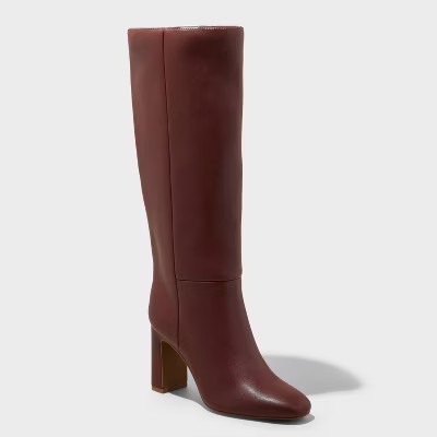 Women's Livia Stovepipe Tall Boots - A New Day™ Burgundy | Target