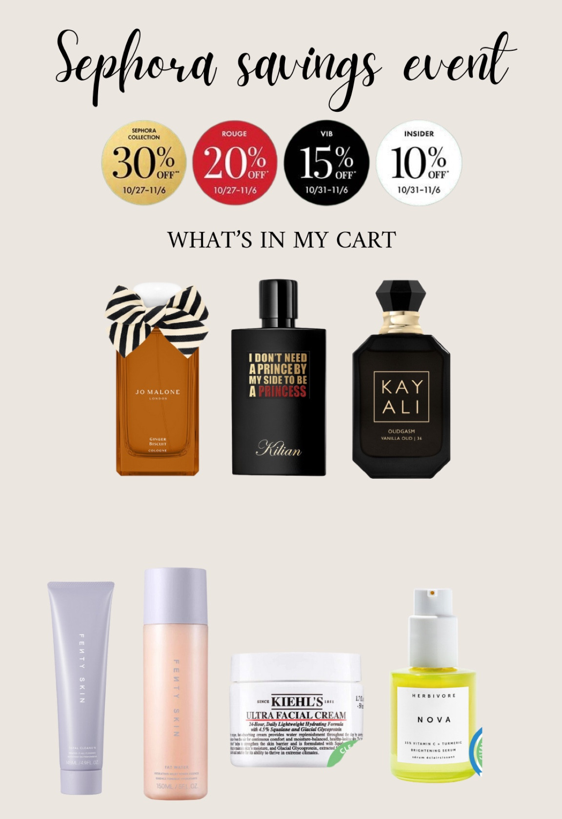 Sephora Savings Event. Sephora Sale. Fenty Skin. Jo Malone. Kayali. Burberry. Self care must haves. Oud perfumes. Vanilla perfume. Hair mask. Kiehls. Phlur. Body spray. Vanilla perfume. Burberry Goddess. Burberry.#LTKHolidaySale 

#LTKbeauty #LTKGiftGuide