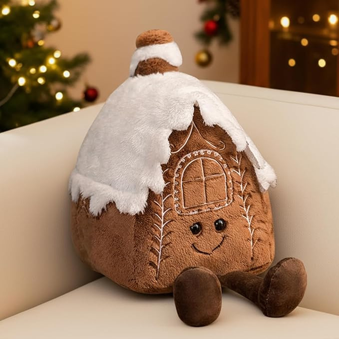 Gingerbread House Pillow, Cute Snow House Plush Throw Pillow 12.5", Stuffed Christmas Holiday Dec... | Amazon (US)